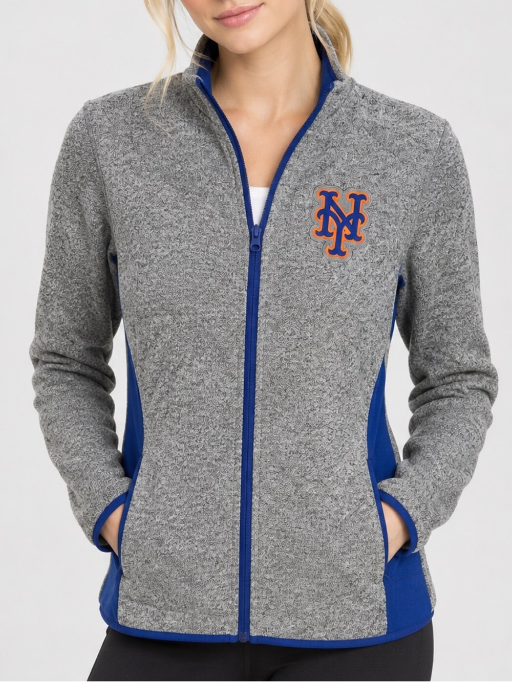 NWT MLB New York Mets Fanatics Gray Blue Full Zip Jacket